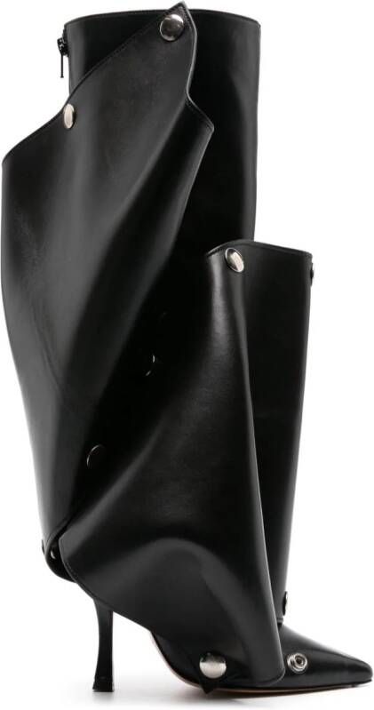 Y Project press-stud leather knee boots Black