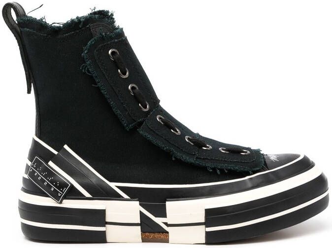 Y's frayed-trimmed high-top sneakers Black