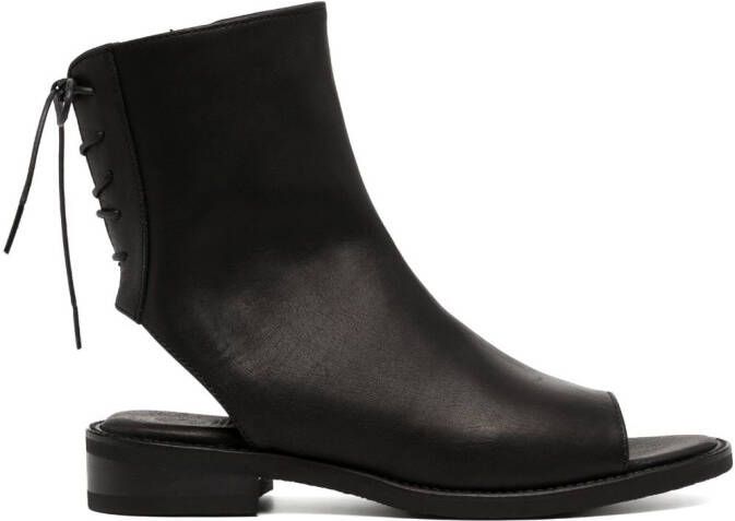 Y's open-toe lace-up boots Black
