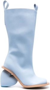 YUME 100mm leather knee-length boots Blue