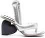 YUME 105mm heart shape-heel metallic sandals Silver - Thumbnail 1