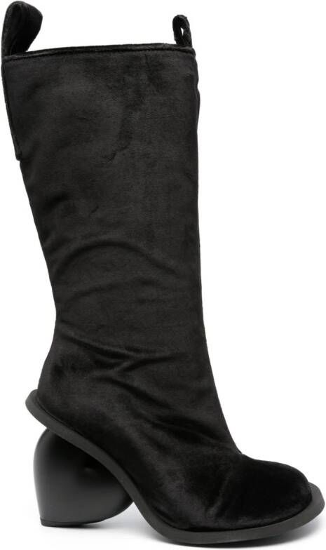 YUME Love 115mm velvet mid-calf boots Black
