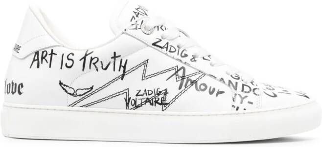 Zadig&Voltaire La Flash graffiti-print sneakers White