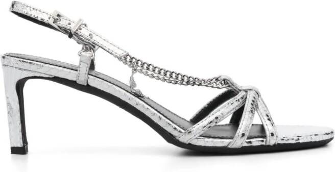 Zadig&Voltaire Sleepless 60mm embossed leather sandals Silver