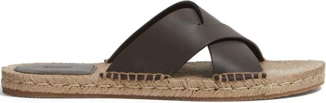 Zegna crossover leather espadrille sandals Brown