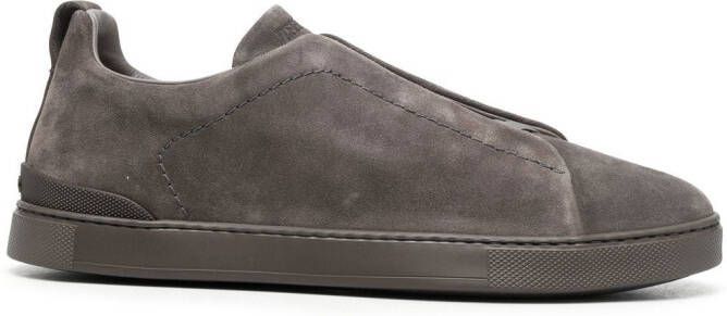 Zegna lo-top suede sneakers Grey