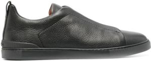 Zegna panelled leather slip-on sneakers Black