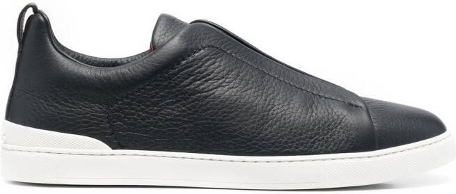 Zegna slip-on leather sneakers Blue