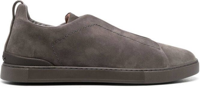 Zegna slip-on suede low-top sneakers Grey