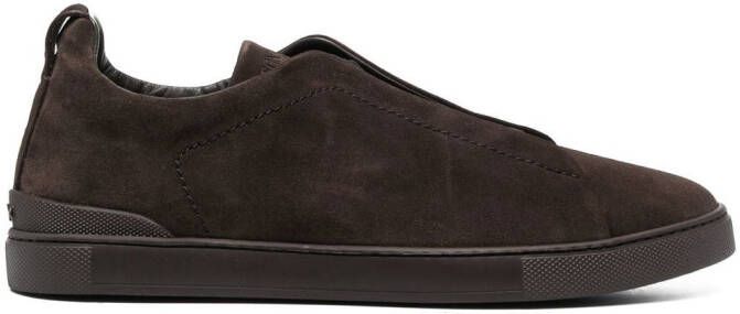 Zegna Slip-on triple stitch sneakers Brown