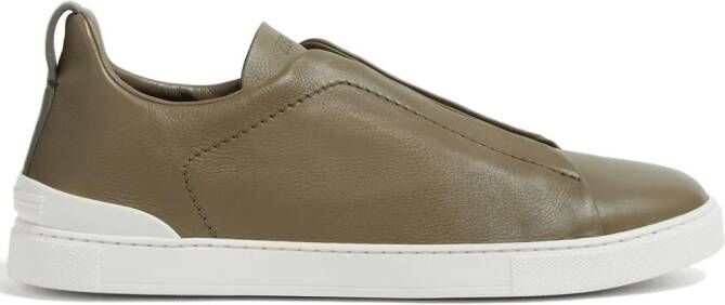 Zegna Triple Stitch leather sneakers Green