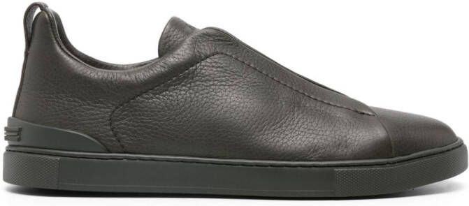 Zegna Triple Stitch leather sneakers Green
