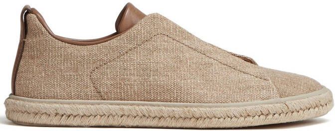 Zegna Triple Stitch linen espadrilles Brown