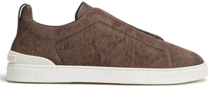 Zegna Triple Stitch canvas sneakers Brown