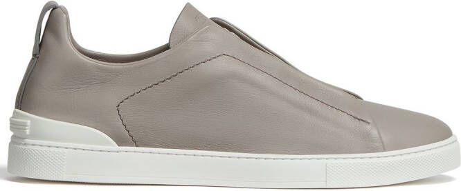 Zegna SECONDSKIN Triple Stitch leather sneakers Grey