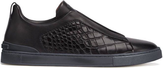 Zegna Triple Stitch leather sneakers Blue
