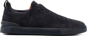 Zegna Triple Stitch suede low-top sneakers Blue
