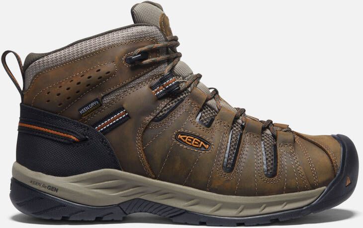 Keen Men's Waterproof Flint II Mid (Soft Toe) Boots Size 7.5 Wide In Black Olive Brindle