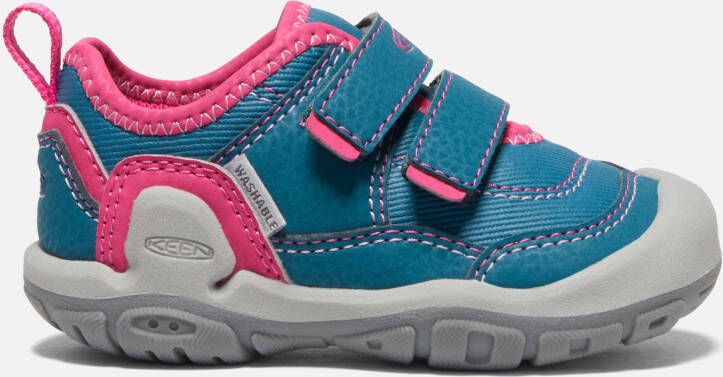 Keen Toddlers' Knotch Hollow Double Strap Sneaker Shoes Size 4 In Blue Coral Pink Peacock