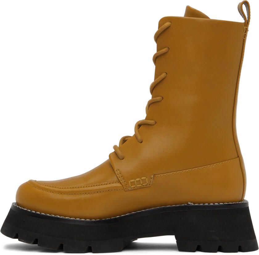 3.1 Phillip Lim Yellow Kate Lace-Up Combat Boots - Picture 2