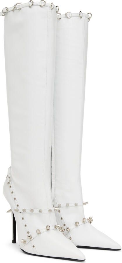 Abra White Spike Boots