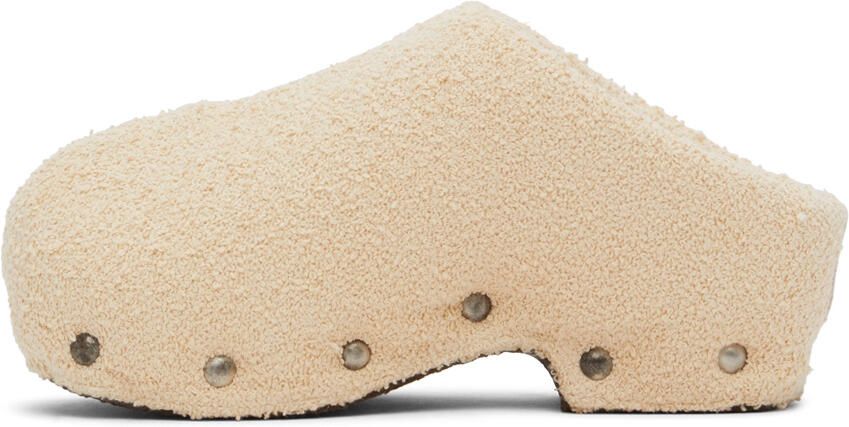 Acne Studios Beige Shearling Clogs - Picture 2