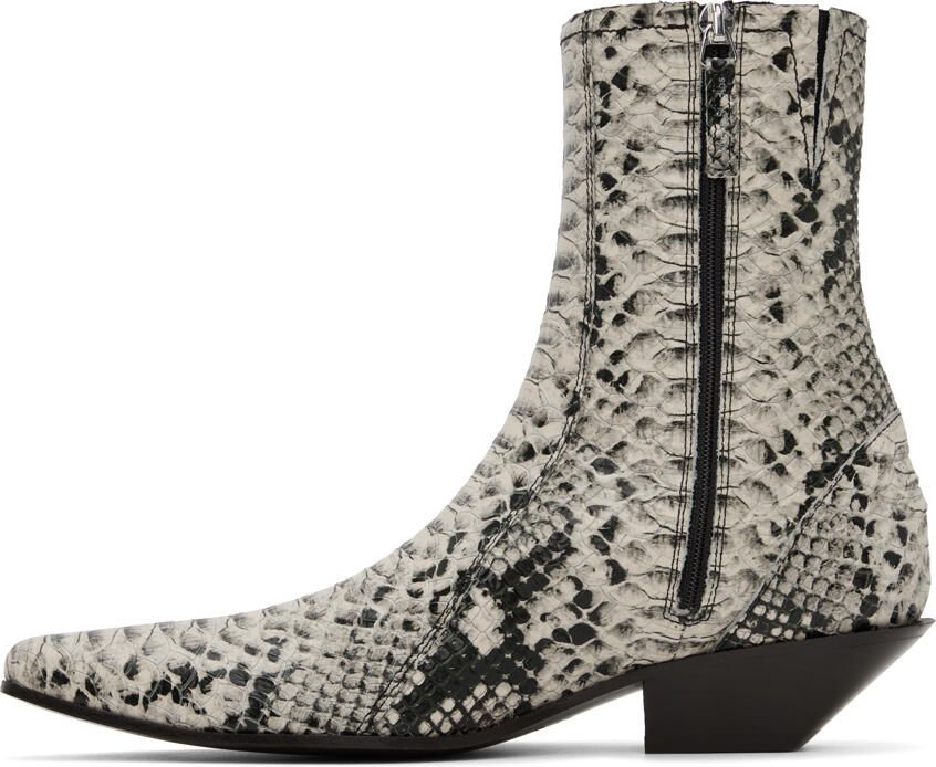 Acne Studios Beige Snake Ankle Boots - Picture 2