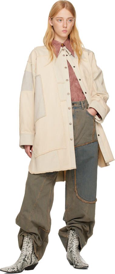 Acne Studios Beige Snake Ankle Boots - Picture 4