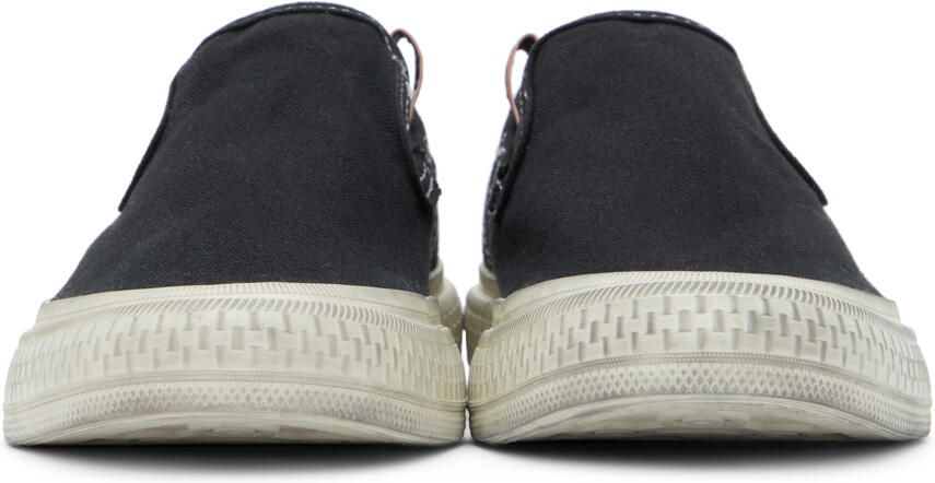 Acne Studios Black Canvas Slip-On Sneakers - Picture 3