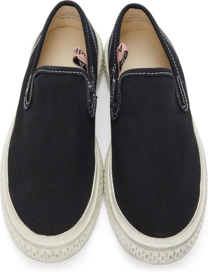 Acne Studios Black Canvas Slip-On Sneakers