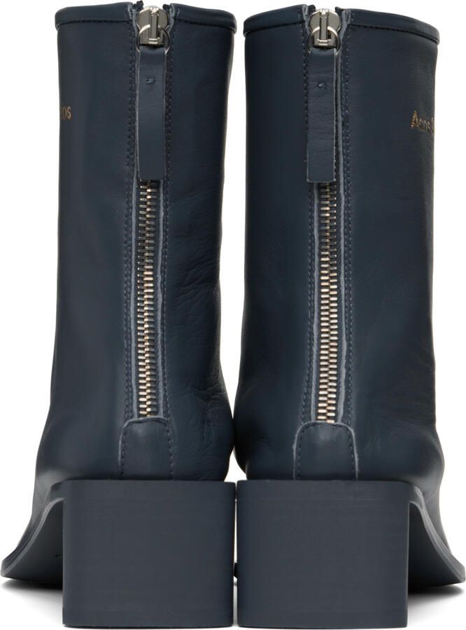 Acne Studios Blue Branded Logo Boots - Picture 3