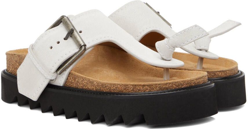 Acne Studios Off-White Leather Flat Sandals - Picture 2