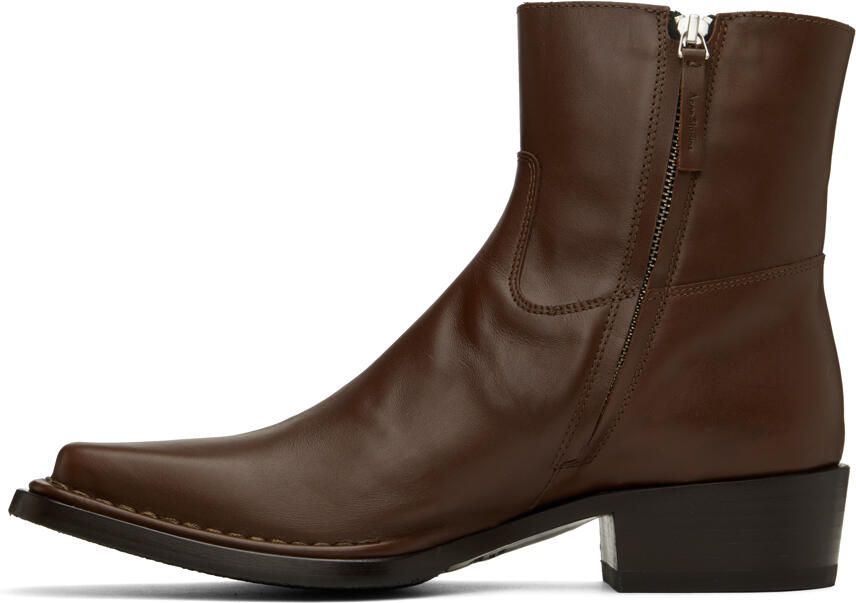 Acne Studios SSENSE Exclusive Brown Zip Boots - Picture 3