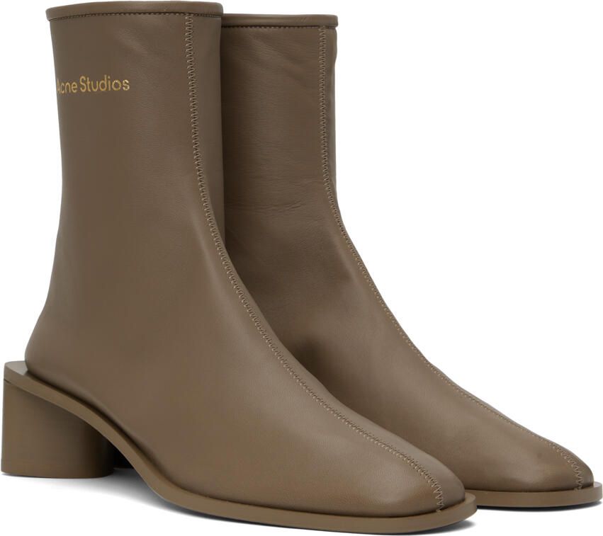Acne Studios Taupe Branded Logo Boots