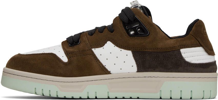 Acne Studios White & Brown Perforated Sneakers - Picture 3