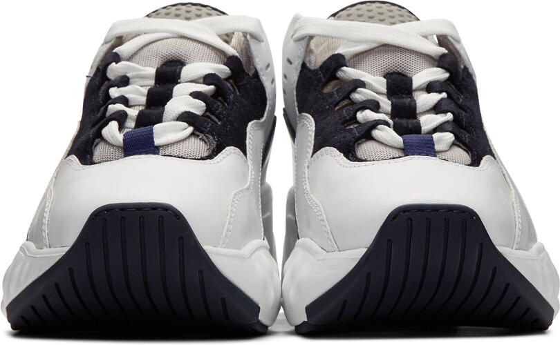 Acne Studios White & Navy Manhattan Sneakers - Picture 3