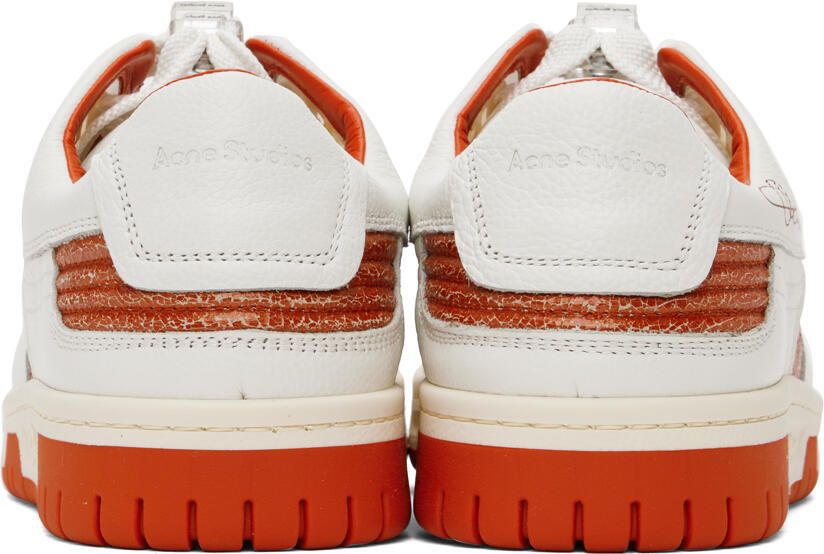 Acne Studios White & Orange Low Top Sneakers