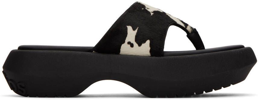 Acne Studios Black & White Printed Leather Sandals