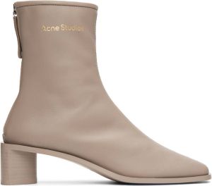 Acne Studios Taupe Branded Ankle Boots