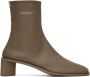 Acne Studios Taupe Branded Logo Boots - Thumbnail 1