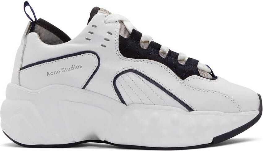 Acne Studios White & Navy Manhattan Sneakers