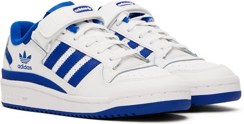 Adidas Kids White & Blue Forum Low Big Kids Sneakers - Picture 2