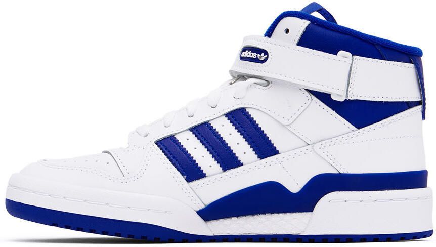 Adidas Kids White & Blue Forum Mid Big Kids Sneakers - Picture 3
