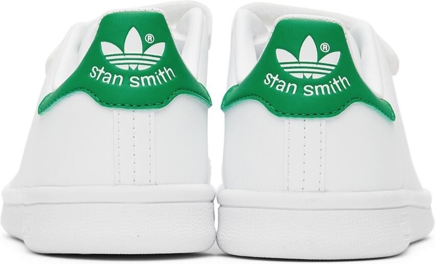 Adidas Kids White & Green Stan Smith Velcro Little Kids Sneakers