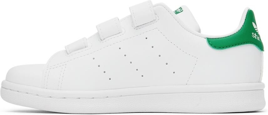 Adidas Kids White & Green Stan Smith Velcro Little Kids Sneakers - Picture 3