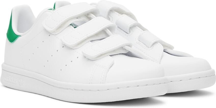 Adidas Kids White & Green Stan Smith Velcro Little Kids Sneakers - Picture 2