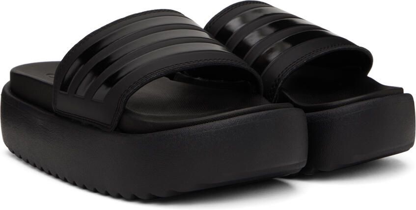Adidas Originals Black Adilette Platform Slides - Picture 2