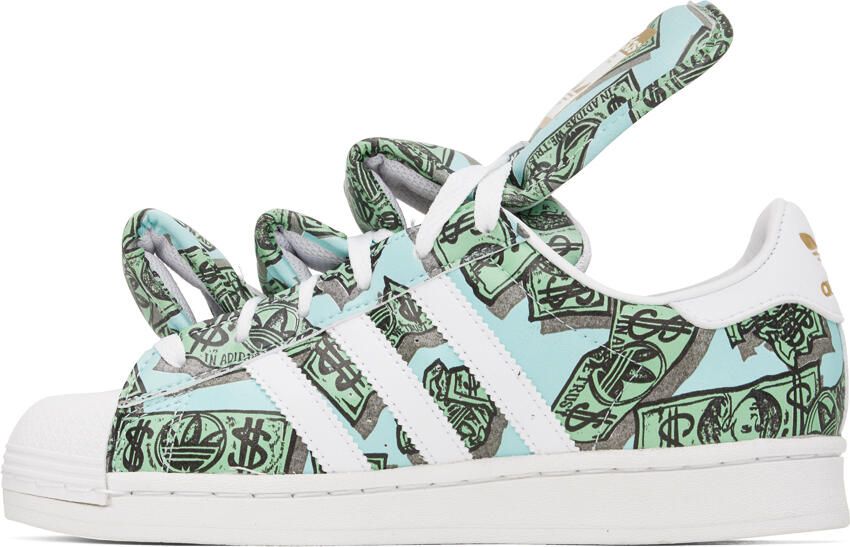 Adidas Originals Green & Blue Jeremy Scott Edition Superstar Sneakers - Picture 3