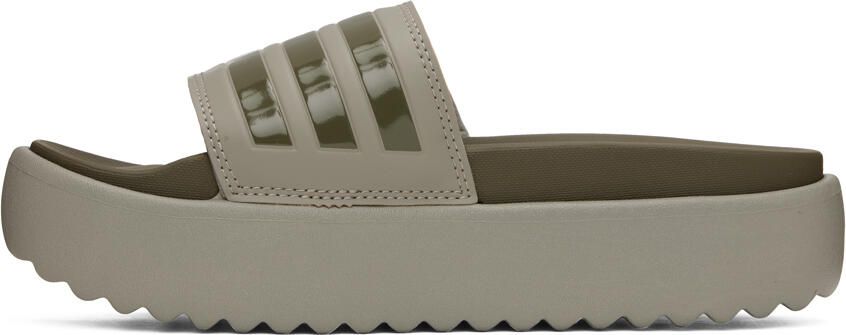 Adidas Originals Khaki Adilette Platform Slides - Picture 3
