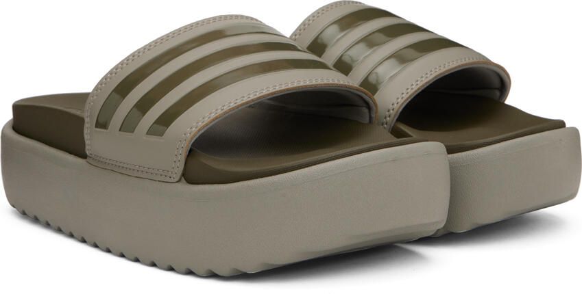 Adidas Originals Khaki Adilette Platform Slides - Picture 2